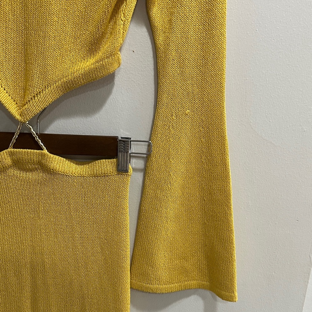Meshki Anna Flare Sleeve Knit  Dress Yellow - Picture 6 of 16